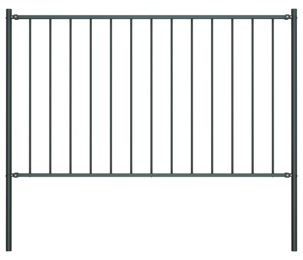 Fence Panel with Posts Powder-coated Steel 1.7x0.75 m Anthracite