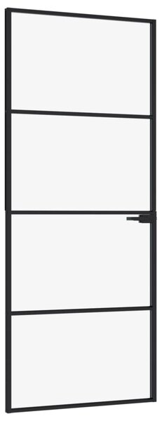 Interior Door Black 83x201.5 cm Tempered Glass&Aluminium