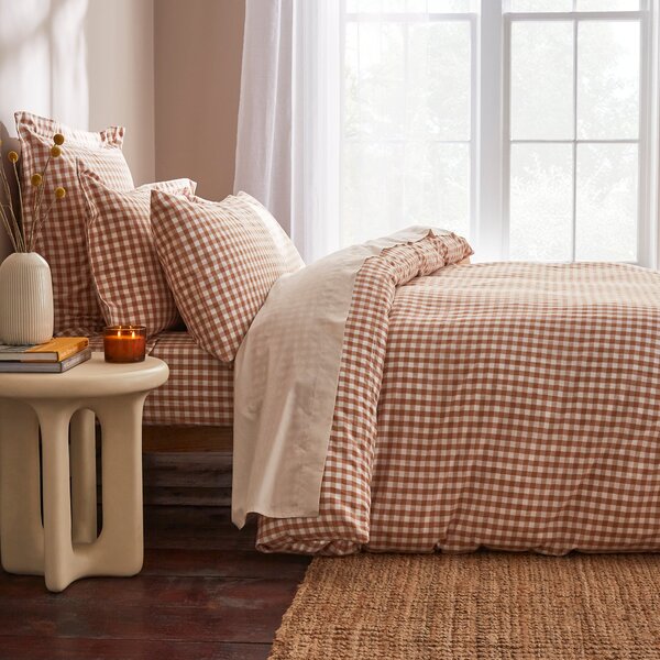 Portloe Gingham Woven Cotton Fitted Sheet