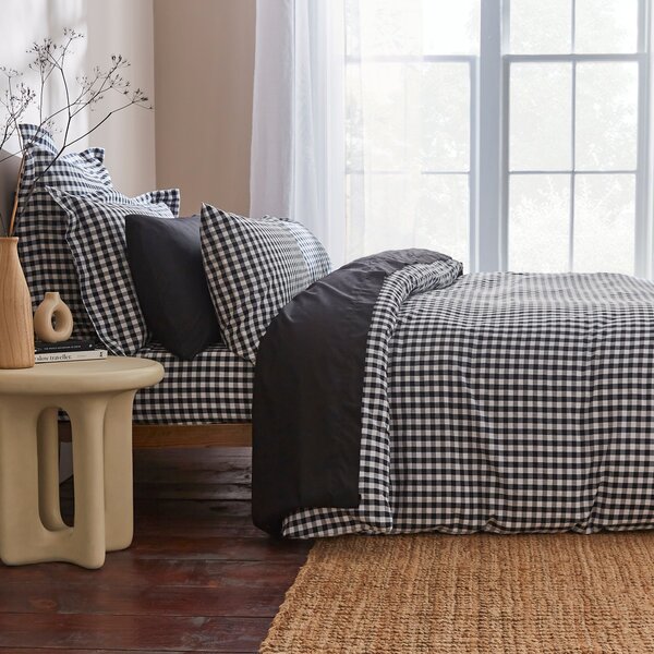 Portloe Gingham Woven Cotton Fitted Sheet