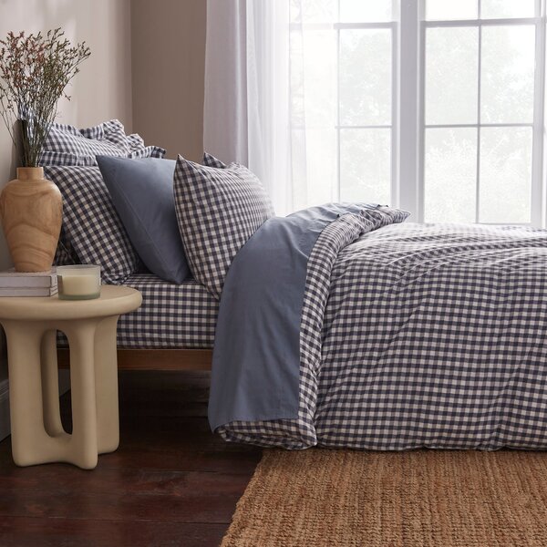 Portloe Gingham Woven Cotton Fitted Sheet