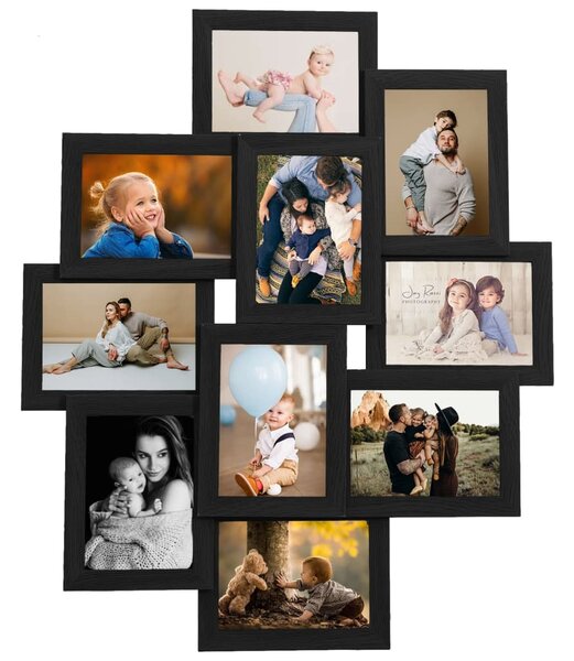 Collage Photo Frame for 10x(10x15 cm) Picture Black MDF