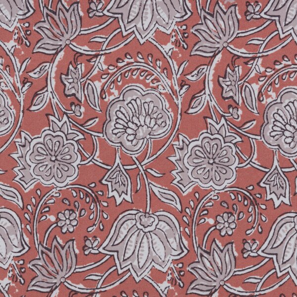 Woodblock Terracotta Floral Blackout Roller Blind