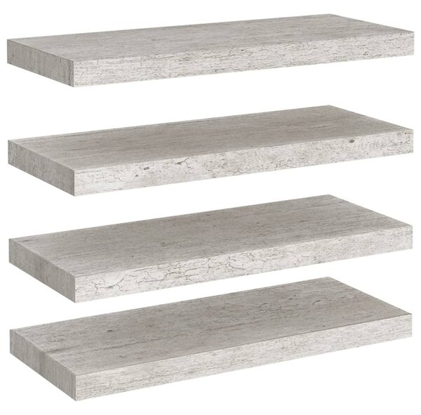 Floating Wall Shelves 4 pcs Concrete Grey 60x23.5x3.8 cm MDF