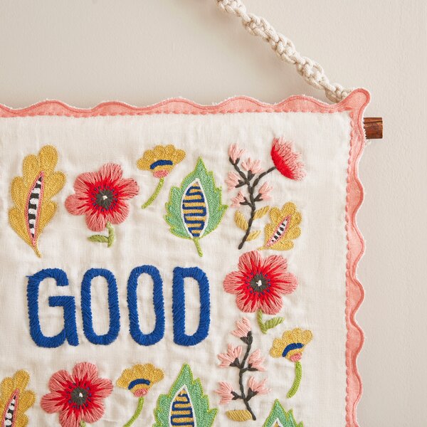 Feeling Good Embroidered Wall Hanging