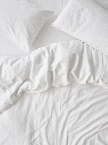 White Linen Blend Duvet Cover | Double | Piglet in Bed