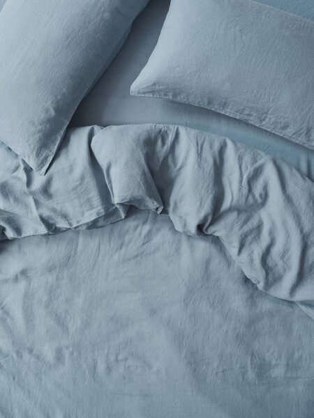 Dusk Blue Linen Blend Duvet Cover | Double | Piglet in Bed