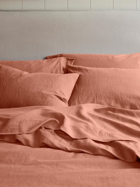 Warm Clay Linen Blend Pillowcases (Pair) | Square | Piglet in Bed