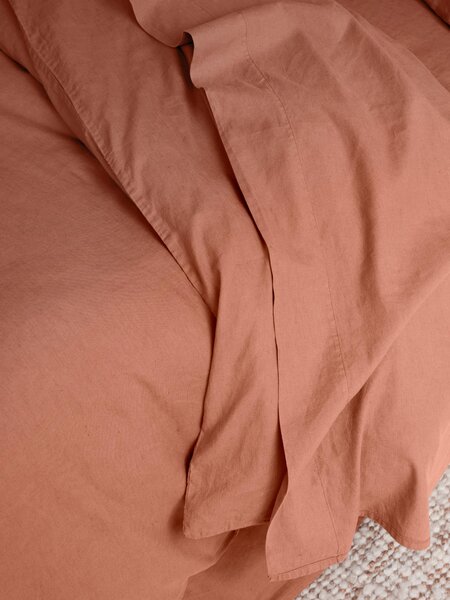 Warm Clay Linen Blend Flat Sheet | Single | Piglet in Bed