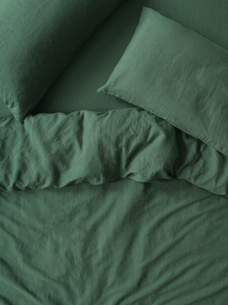 Elm Green Linen Blend Duvet Cover | Single | Piglet in Bed