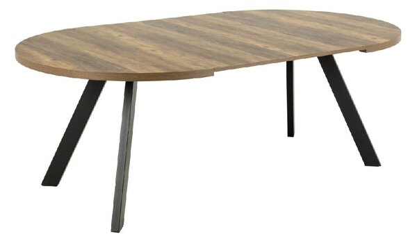 Zanesville Wooden Extending Dining Table Round In Oak And Black