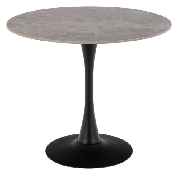 Manteo Ceramic Dining Table Round In Grey And Black