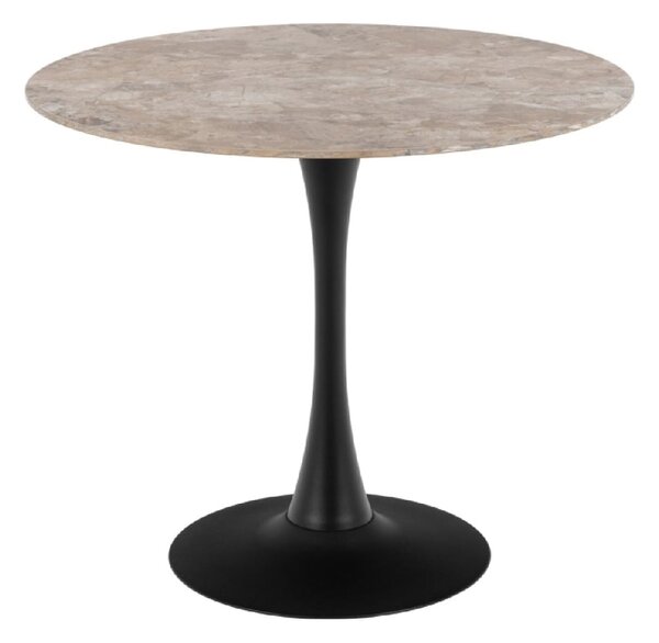 Manteo Ceramic Dining Table Round In Brown And Black