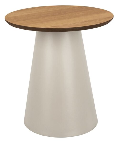 Seguin Wooden Small Round Coffee Table in Oak And Grey