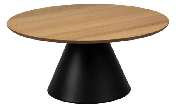 Seguin Wooden Coffee Table Large Round In Oak And Black