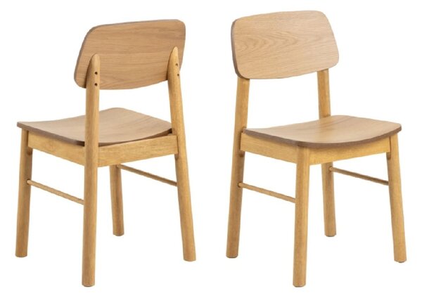 Bastrop Matt Oak Wooden Dining Chairs In Pair