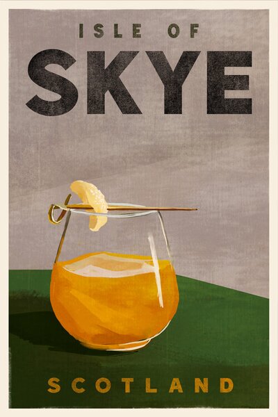 Art Print Travel Poster Cocktail Scotland, The Whiskey Ginger