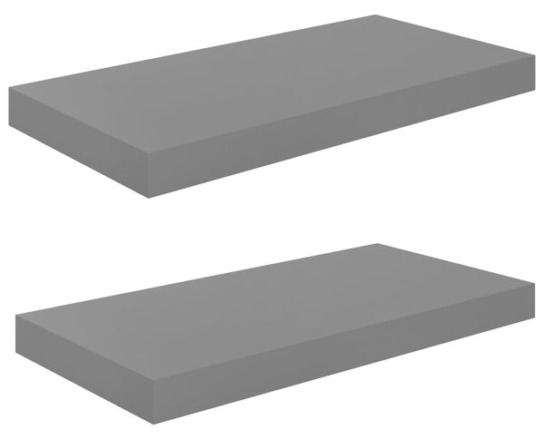 Floating Wall Shelves 2 pcs High Gloss Grey 50x23x3.8 cm MDF