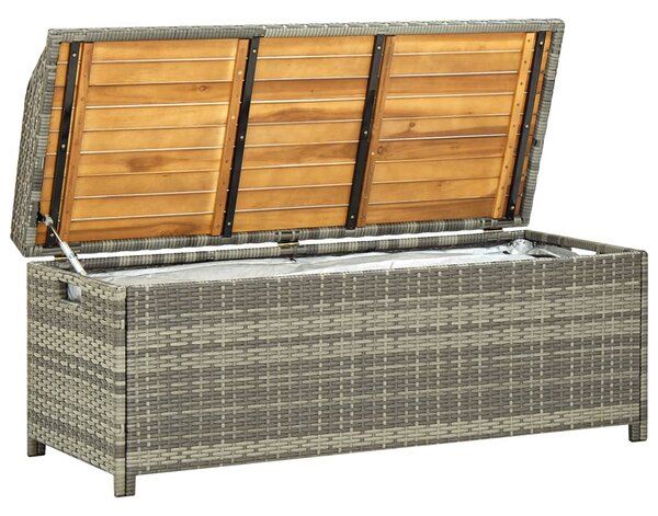 Garden Storage Bench 120 cm Poly Rattan Grey