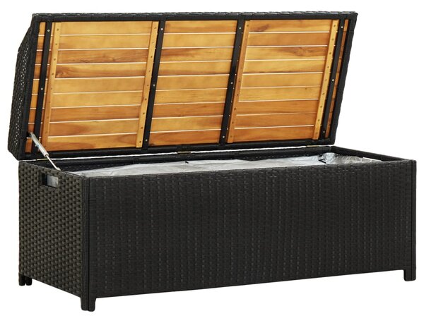 Garden Storage Bench 120 cm Poly Rattan Black