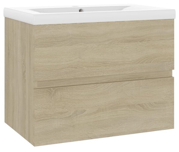 Sink Cabinet with Built-in Basin Sonoma Oak Engineered Wood