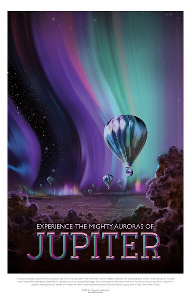 Art Print Jupiter (Retro Planet & Moon Poster) - Space Series (NASA)