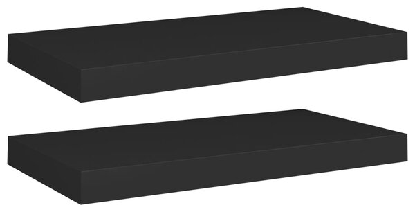 Floating Wall Shelves 2 pcs Black 50x23x3.8 cm MDF