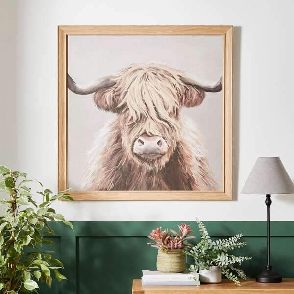 Highland Cow Framed Canvas Brown
