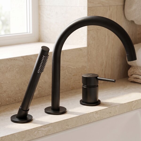 3-Hole Bathtub Faucet Rea Lungo Black