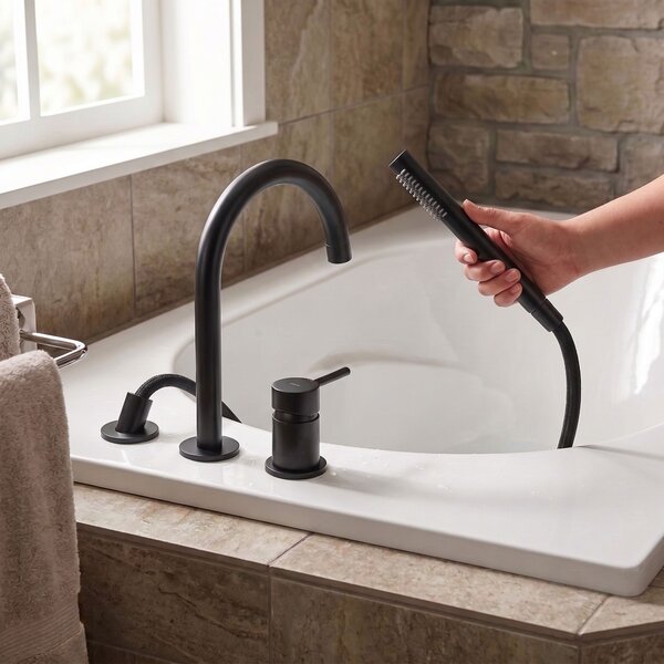 3-Hole Bathtub Faucet Rea Lungo Black