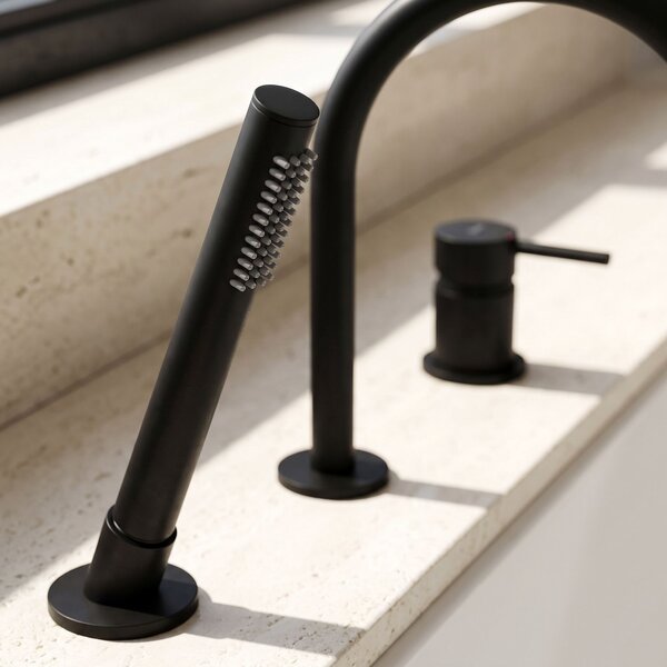 3-Hole Bathtub Faucet Rea Lungo Black