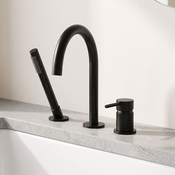 3-Hole Bathtub Faucet Rea Lungo Black