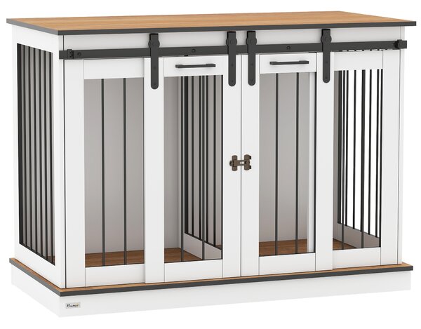 PawHut Dog Crate Furniture for Large Dogs, Double Dog Cage for Small Dogs