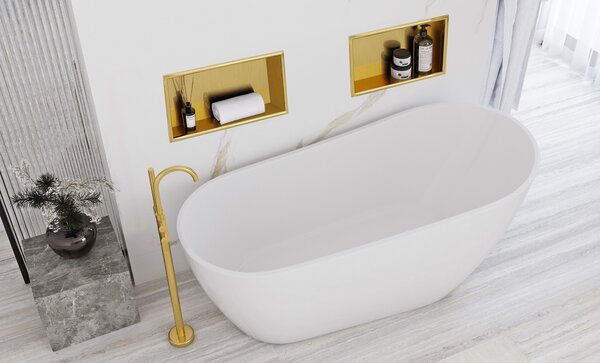 Bathroom shelf 30x45 gold brush