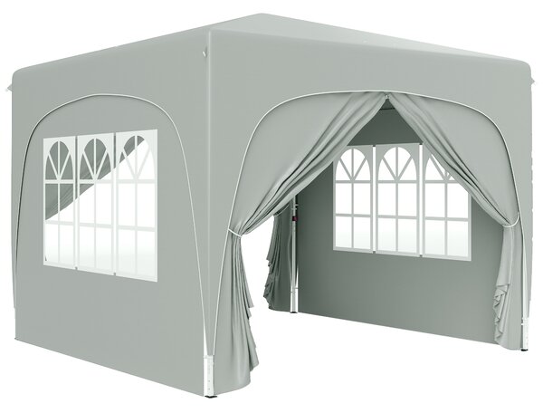 Outsunny 3 x 3m Pop-Up Gazebo Shelter, with Accessories - Light Grey