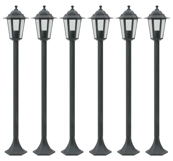 Garden Post Lights 6 pcs E27 110 cm Aluminium Dark Green