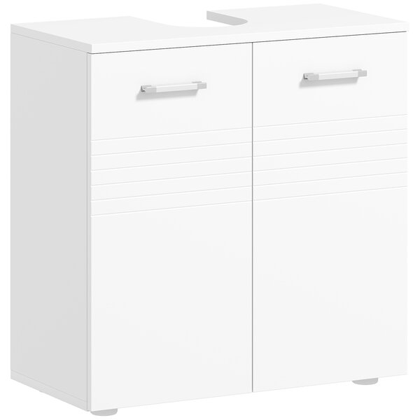 Kleankin Pedestal Under Sink Cabinet: Bathroom Vanity Storage Cupboard with Adjustable Shelf, White Colour Aosom UK
