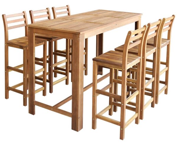 Bar Table and Chair Set 7 Pieces Solid Acacia Wood