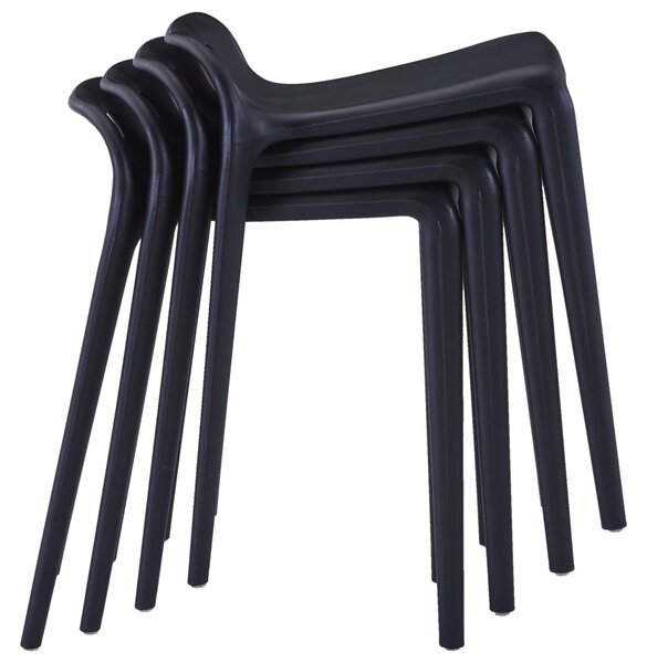 Stackable Stools 4 pcs Black Plastic