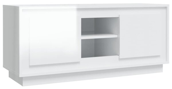 TV Cabinet High Gloss White 102x35x45 cm Engineered Wood