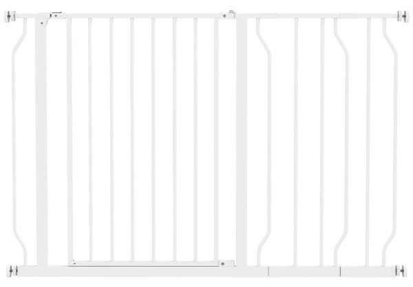 PawHut Dog Gate Dog Gate for Stairs Stays for Doorways, Corridors, Staircases, Firmly Upright When in Use, 75-115cm, White Aosom UK