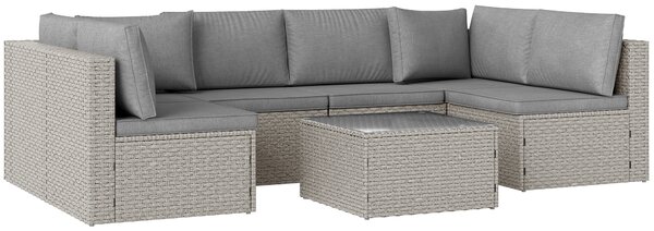 Outsunny Seven-Piece Modular Rattan Set - Grey
