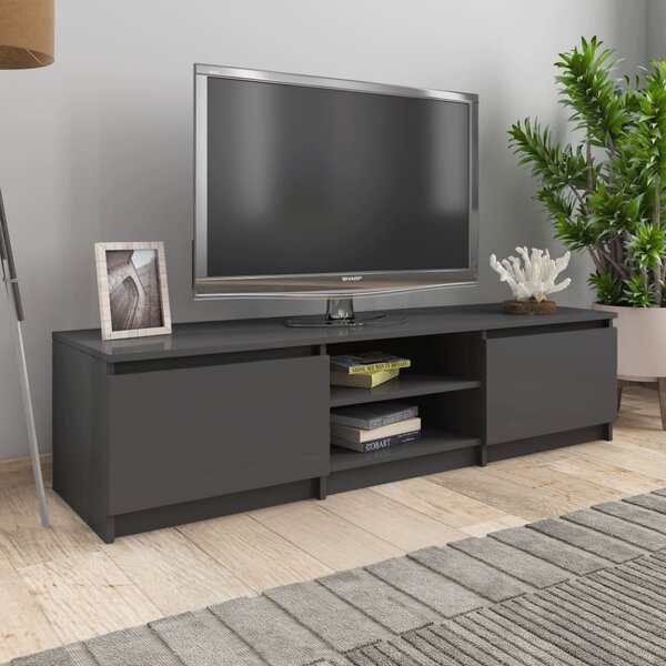 TV Cabinet High Gloss Grey 140x40x35.5 cm Engineered Wood