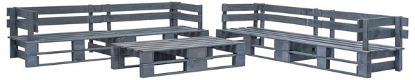 6 Piece Garden Lounge Set Pallets Wood Grey