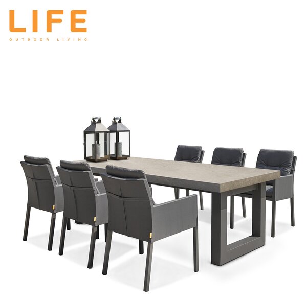 LIFE Stelvio Outdoor Living Garden Patio Dining Set with 6 Dining Chairs