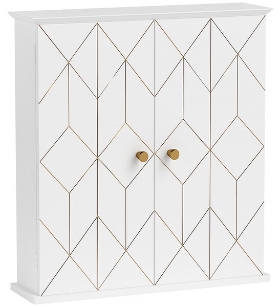 HOMCOM Bathroom Cabinet Wall Mounted, Bathroom Wall Cabinet Medicine Cabinet with 2 Doors, Adjustable Shelf, White
