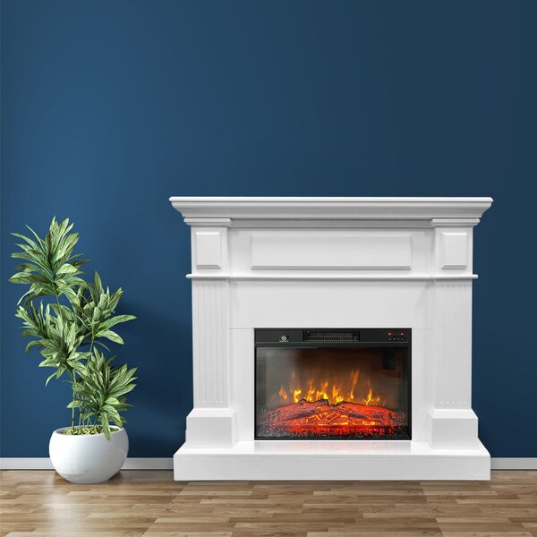 TUX White Electric Fireplace ElectricSun Free Standing Electric Fires, with Sound Effect, 3 Colour, with APP, L110xH102cm