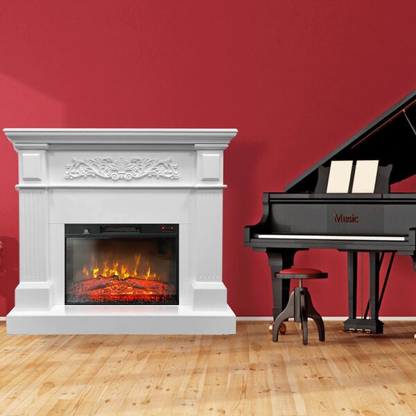TUX White Electric Fireplace ElectricSun Free Standing Electric Fires, with Sound Effect, 3 Colour, with APP, L110xH102cm