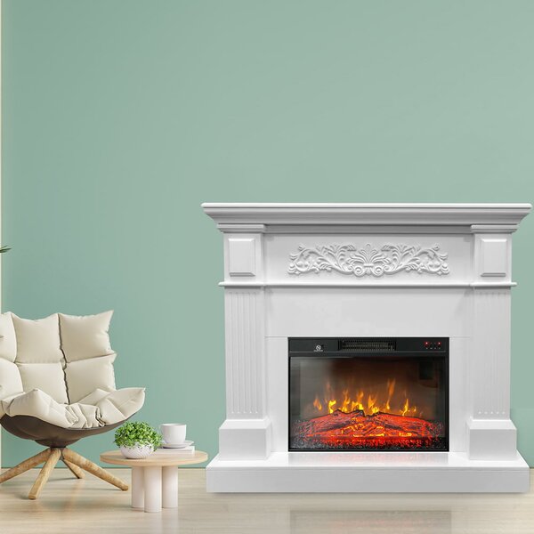 TUX White Electric Fireplace ElectricSun Free Standing Electric Fires, with Sound Effect, 3 Colour, with APP, L110xH102cm