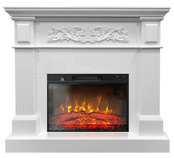 TUX White Electric Fireplace ElectricSun Free Standing Electric Fires, with Sound Effect, 3 Colour, with APP, L110xH102cm